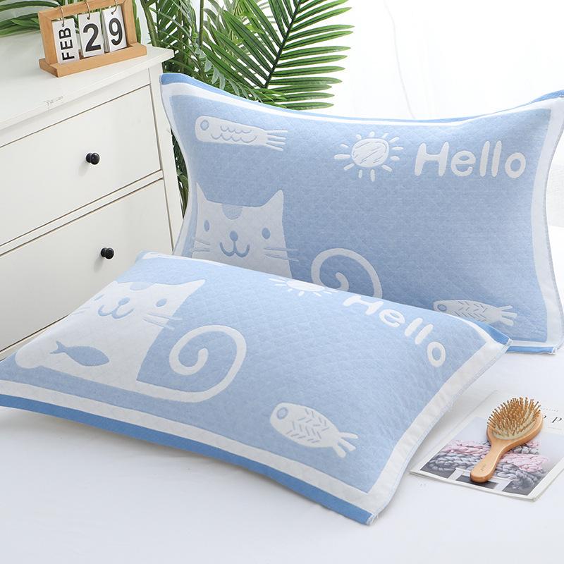 Three-Layer Gauze Cotton Pillowcases: Dirt-Resistant, Mite-Proof, Soft, Thickened, No Pilling or Shedding.