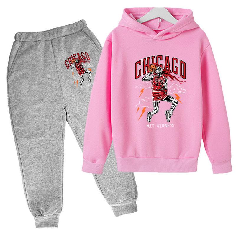 Autumn Winter Skeleton Print Hoodies Sweatpants Set Casual Warm Sports Long Sleeved Pants Men's Sport Wear