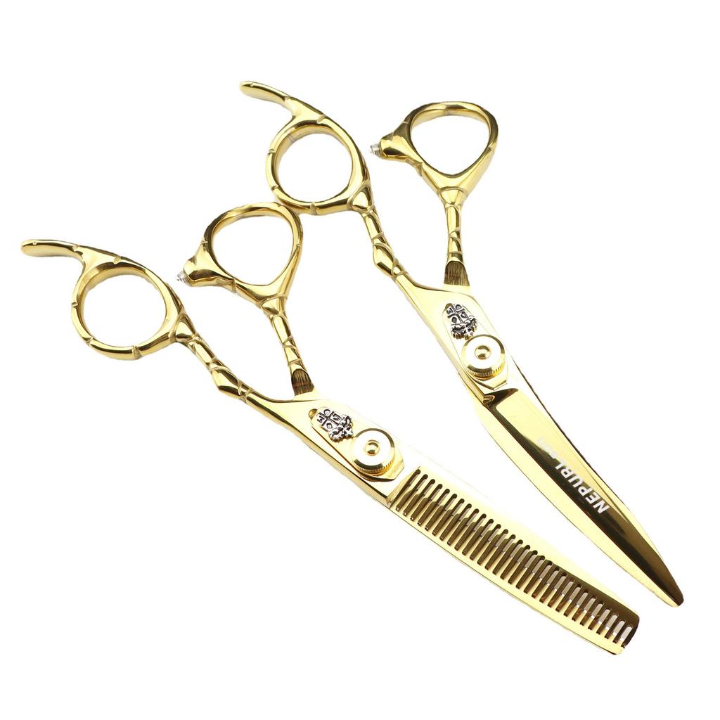 6.0 Inch Gold, Name Scissors, Curved Knives, Hair Scissors, Haircut Scissors, Flat Cut Tooth Scissors, Thin Scissors