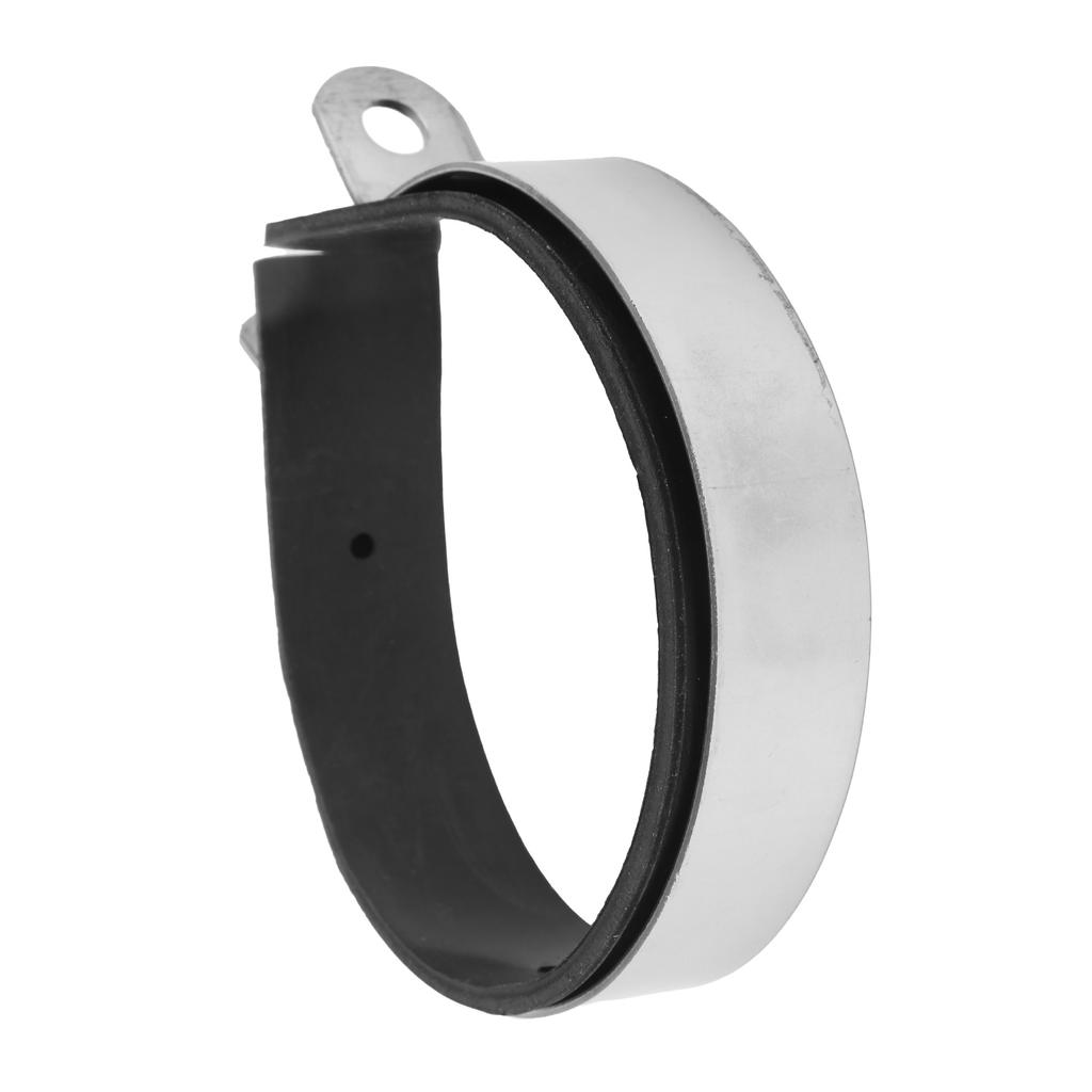 3.9in Motorcycle Exhaust Pipe Clamp Fixed Ring Stainless Steel Clip with Rubber Strip Universal