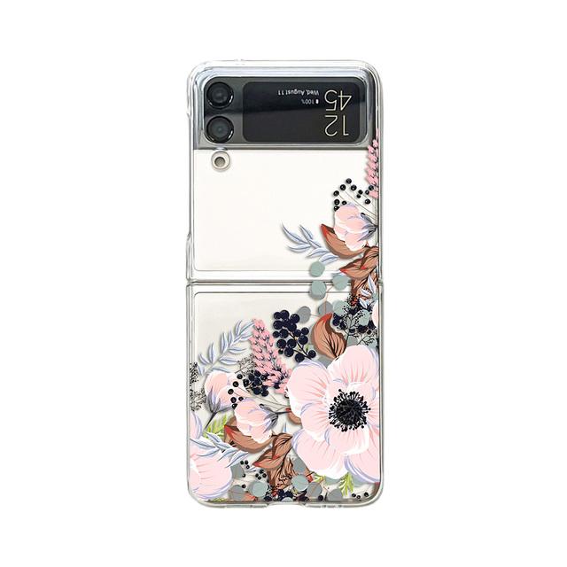 

Для Samsung Galaxy Z Flip 4 3 чехол Flower Bird окрашенный прозрачный ударопрочный ПК жесткий задний чехол для Samsung Z Flip4 Zflip3 чехол Only Case
