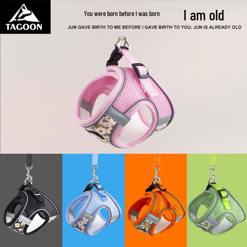 Reflective Anti-Escape Breathable Dog Harness & Retractable Leash for Small & Medium Dogs