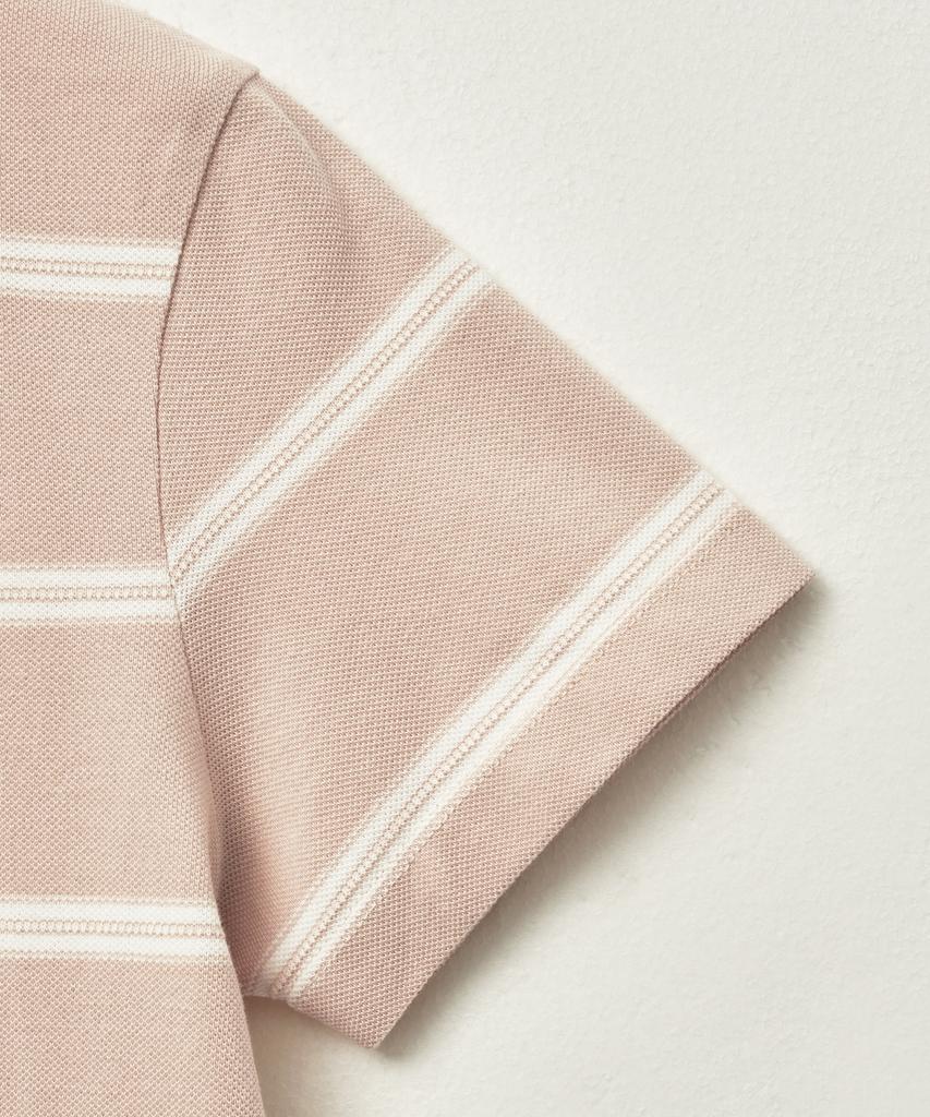 Seteo (W) Striped Pique Polo Short Sleeve T-Shirt Light Pink