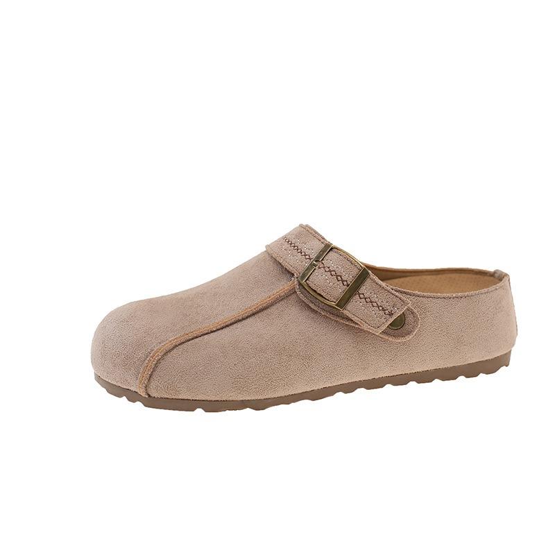 Thick-soled retro half-slippers women's autumn new lazy people wear bag-head slippers women