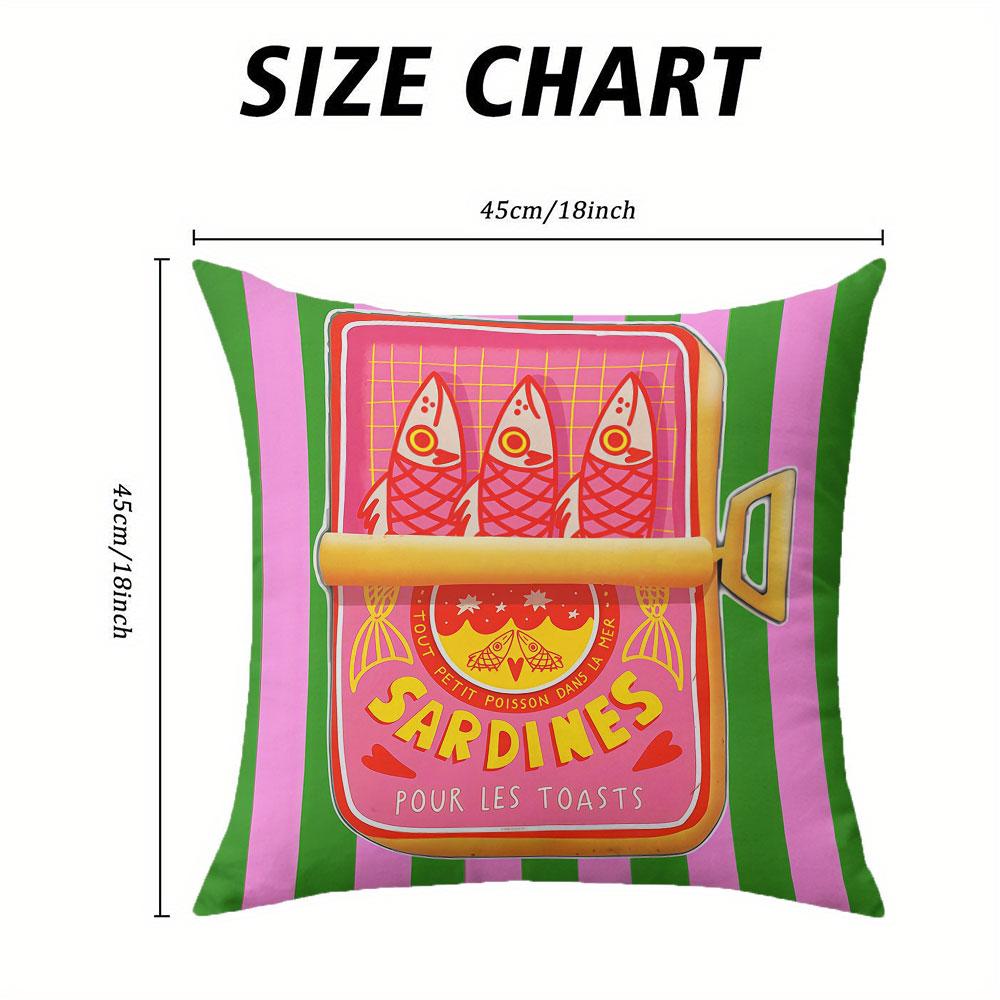 Sardines green pink stripe square Jacquard Pillow Cover for Sofa Office Waist Cushion Cover Home Decorative Pillowcase