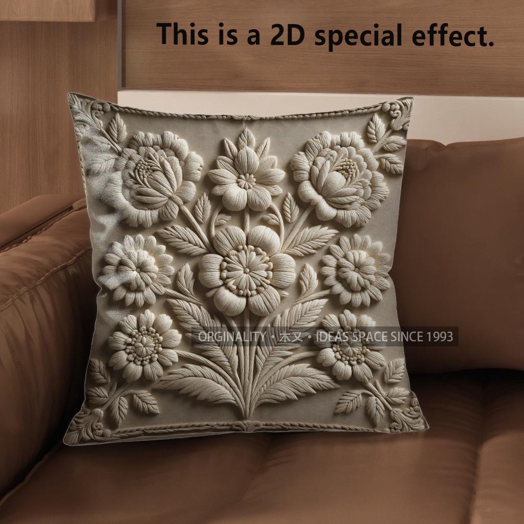 2D Colorful Ethnic Floral Pattern Decorative Pillow Covers Pattern Cushion Cover Suitable For Sofa Bedroom Car Pillow Cover
