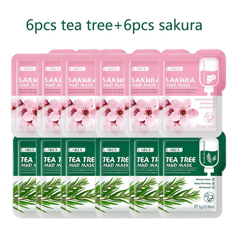 LAIKOU Tea Tree Clay Mask Face mud Cream Mask Facial Cleansing Black Dots Blackheads Skin Care