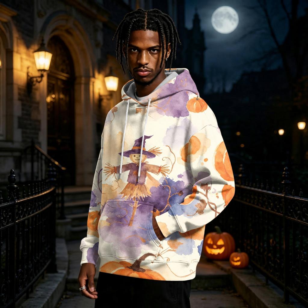 Men's Halloween Print Pullover Hoodie Long Sleeve Sweatshirt