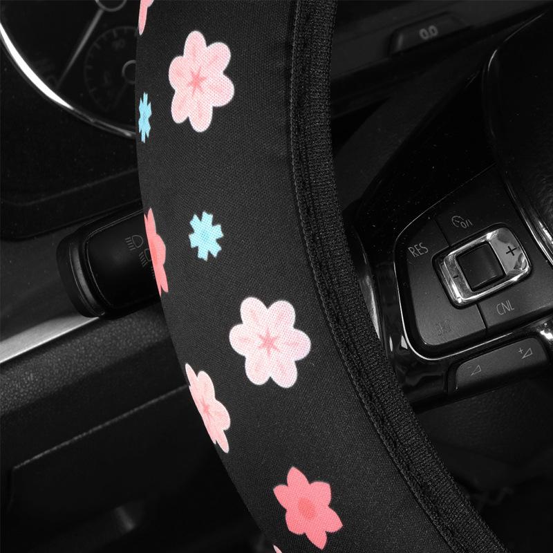 Steering Wheel Cover Neoprene Pink Sunflower Without Inner Ring Handle Cover