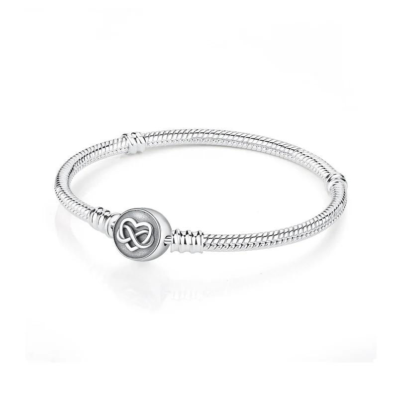 Originale 925 Sterling Sølv Armbånd Armbånd Krystallkule Kjærlighet Hjertelås Perler Charms Moments Armbånd For Kvinner DIY smykker