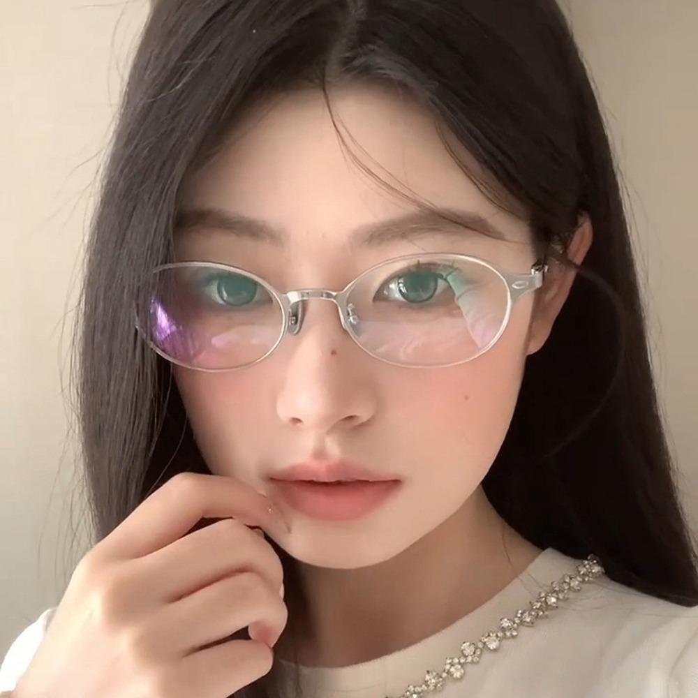 Retro Metal Oval Glasses Transparent Blocking Glasses Vintage Optical Spectacle Eyeglass  Daily