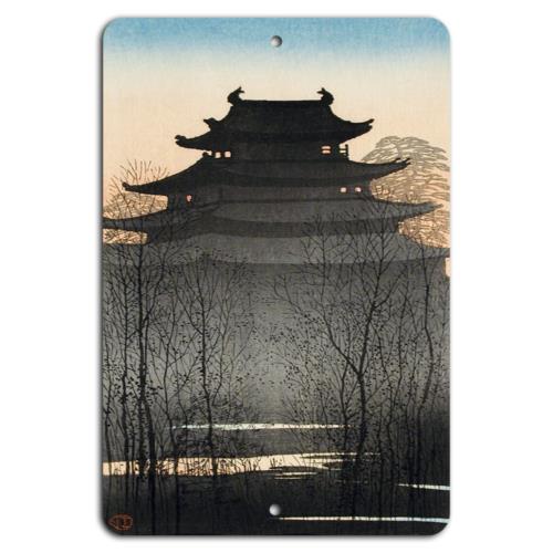 

Tranquil Twilight Japanese Pagoda SilhouetteAluminumtin sign 20x30cm（7.8x11.8inch）