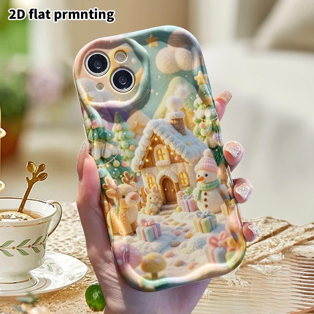 Phone Case: 2D Flat, Suitable for iPhone 18 17 16 15 14 13 12 Pro, Winter Christmas Cottage, Perfect Christmas and Halloween Holiday Gift