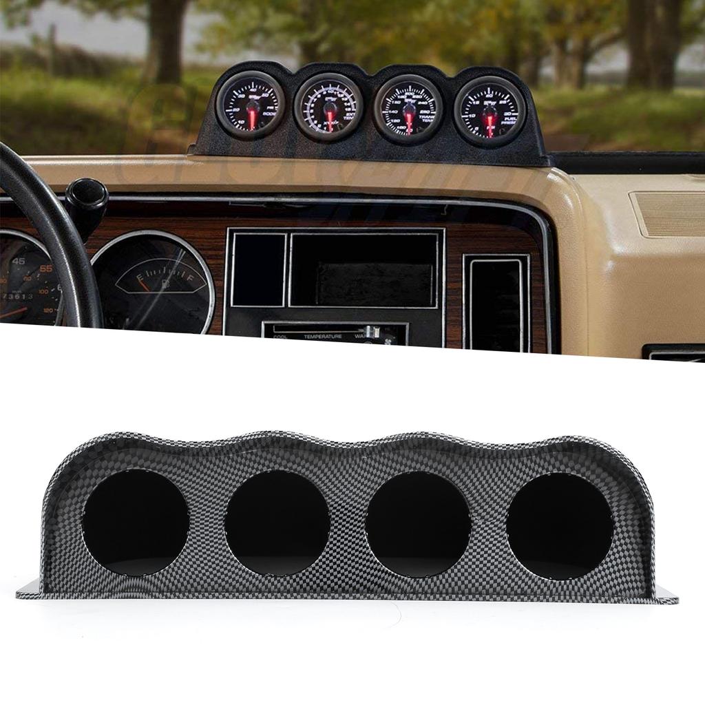 Universal 4‑Hole Gauge Mount Holder Quadruple Dash Meter Pod Instrument Panel Cover Carbon Fiber Style