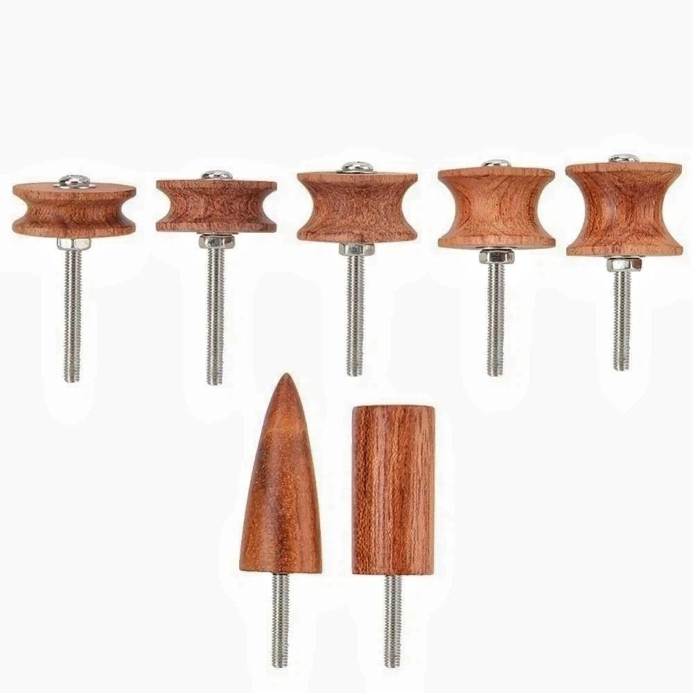 

7 PCS Wood Leather Burnisher Kit with Electric Polished Head Pointed Tip Leather Slicker Tool Set 3mm Hardened Steel Shaft