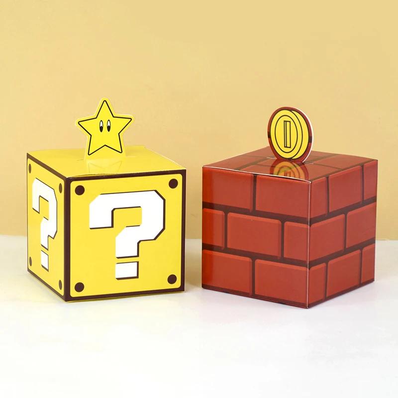 6 Stück Fragezeichen-Blöcke Geschenkbox Kinder Videospiel-Thema Geburtstagsparty Mitgebsel Süßigkeiten-Leckerli-Box Dekoration Zubehör Goody Bags 10 cm