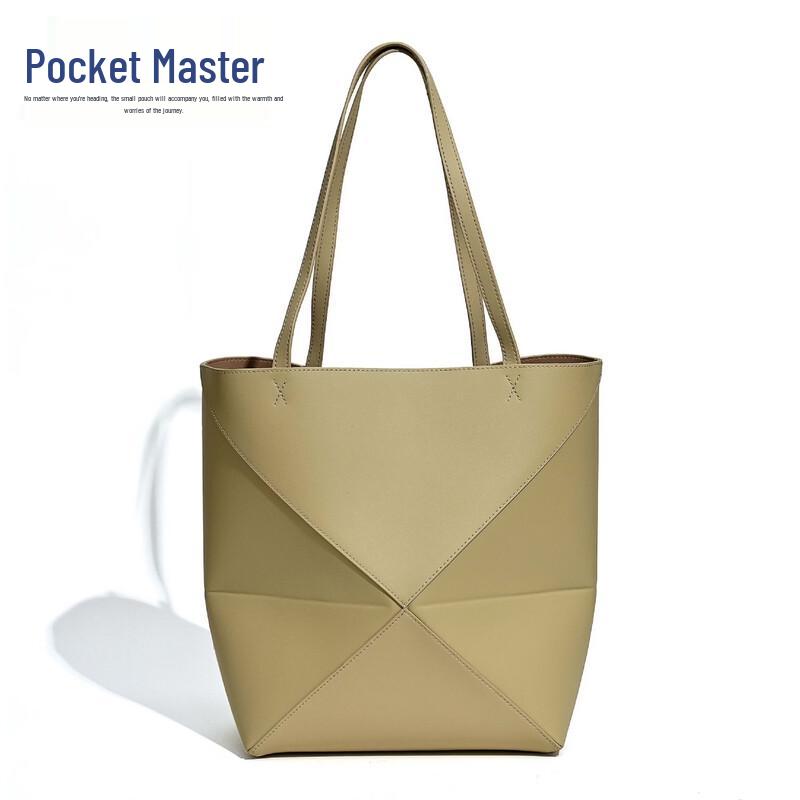 Douxiaozhu Puzzle Geometrická Deformovatelná Hovězí Kůže Skládací Tote Taška přes Rameno