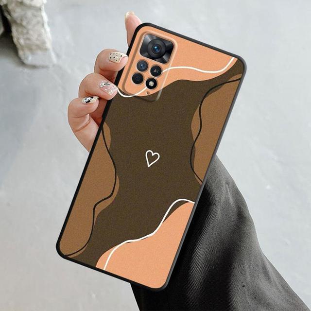 Fashion Brown Love Wood Grain Texture Case For Xiaomi Redmi Note 11t 11s 11 10 8 Pro 9 9s 9t 8t For Mi 10 8 9a 9c 10c 12c K60