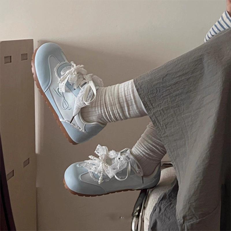 Pink lace temperament sneakers women's new summer breathable niche original design versatile board shoes