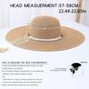 Women's Pearl Strap Wide Brim Fedora Summer Sun Protection Sun Protection Hat Women's Foldable Straw Beach Hat Sun Protection