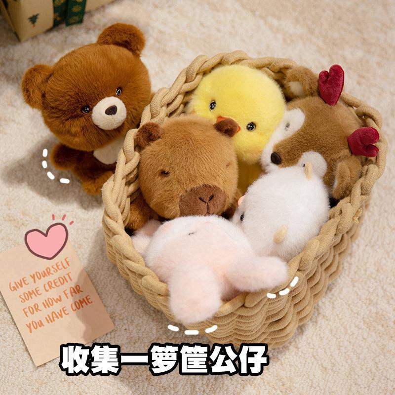 Cartoon Cute Little Bear Chicken Elk Table with Doll Plush Toys Children's Day Birthday Gift Doll Rag Doll