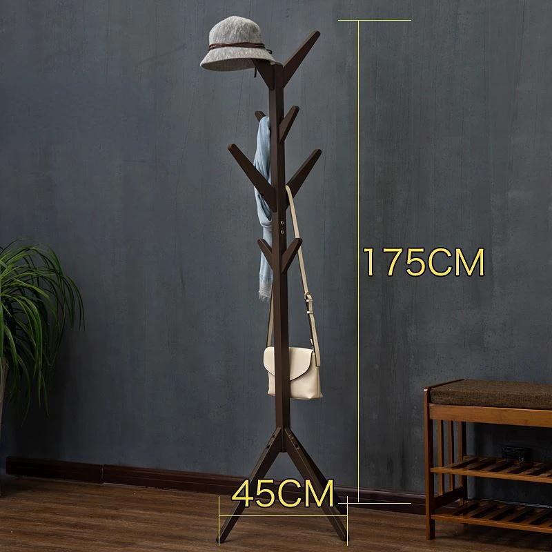 Solid Wood Coat Rack 8-Hook Clothes Hanger Hat Stand Floor Home Bedroom Storage Organizer Minimalist Modern Decorative Furniture
