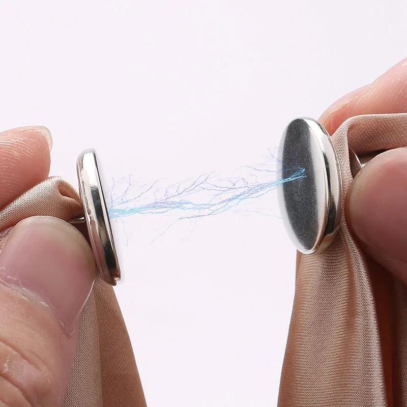 17/20/25mm Magnetic Curtain Fixed Clips Self-Adhesive Metal Hook Magnet Wall Mounted Shower Curtain Buckles Detachable Fasteners