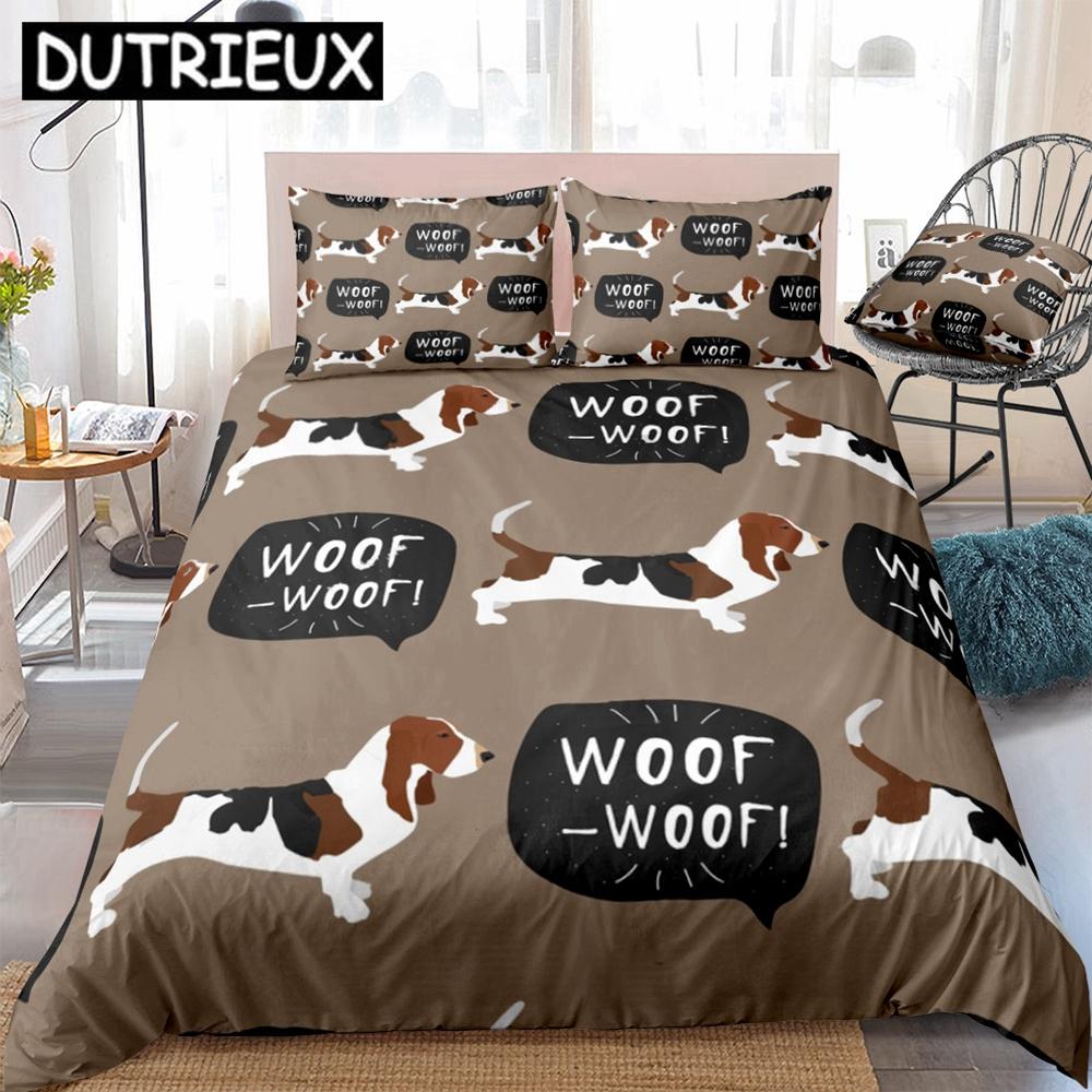 

Comforter Brown Dot Basset Hound Dog Cartoon Animal Dog Bedding Set Comforter (quilt)-EU Single(135*200cm)3pcs