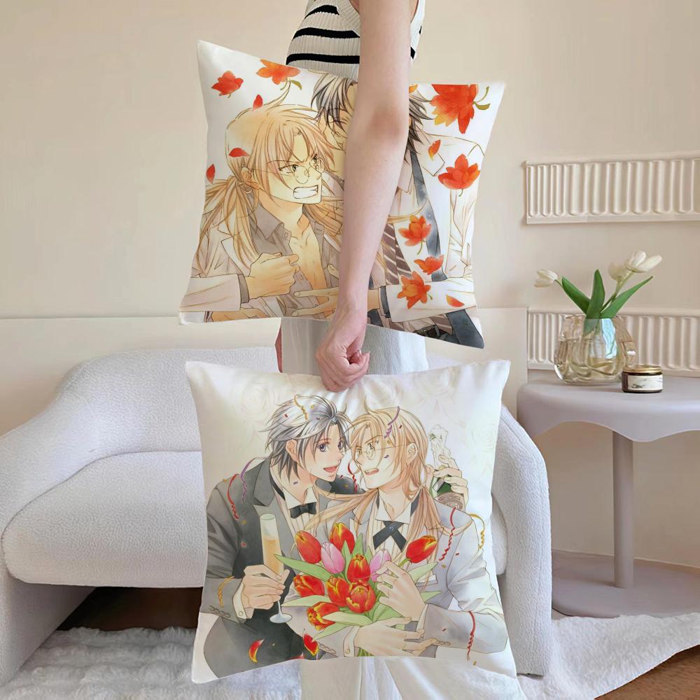 Bl Anime The T-Tyrant Falls In Love Cushion Cover Pillowcase Short Plush Invisible Zipper Room Sofa Cushion Cover