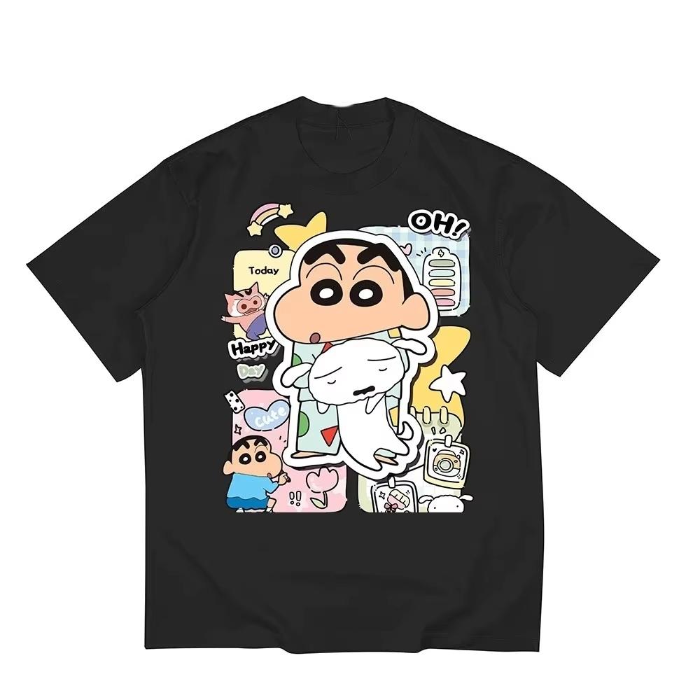 Crayon Shin-chan Shin-chan And Shiro Print Women's Cute Cartoon Pattern Casual Short Sleeve Comfortable Women And Men T-shirt