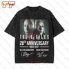 The X Files 28Th Anniversary Character Signatures Vintage Oversized T-Shirt Mulder And Scully LX6U