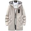 Autumn and Winter New Medium and Long Jacket Men's Fleece Hooded Jacket Casual Versatile Men's Clothes