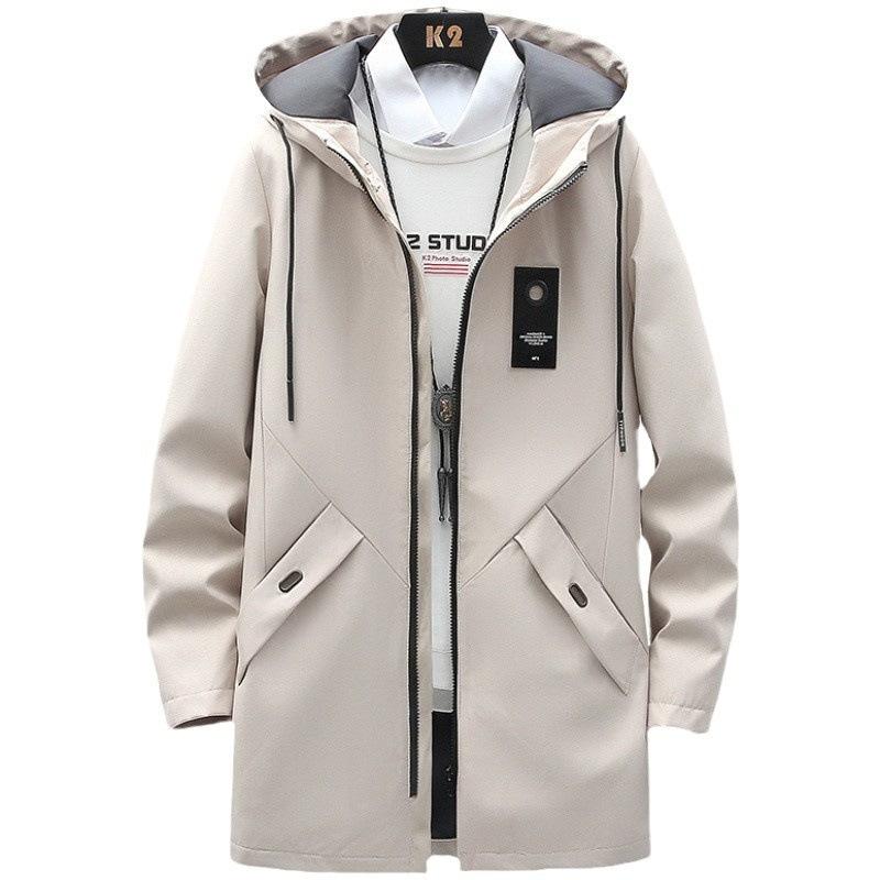 Autumn and Winter New Medium and Long Jacket Men's Fleece Hooded Jacket Casual Versatile Men's Clothes