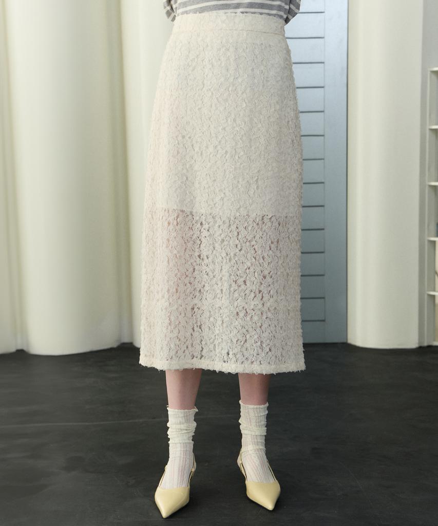 Nonlocal H Line See-Through Long Skirt - Ivory
