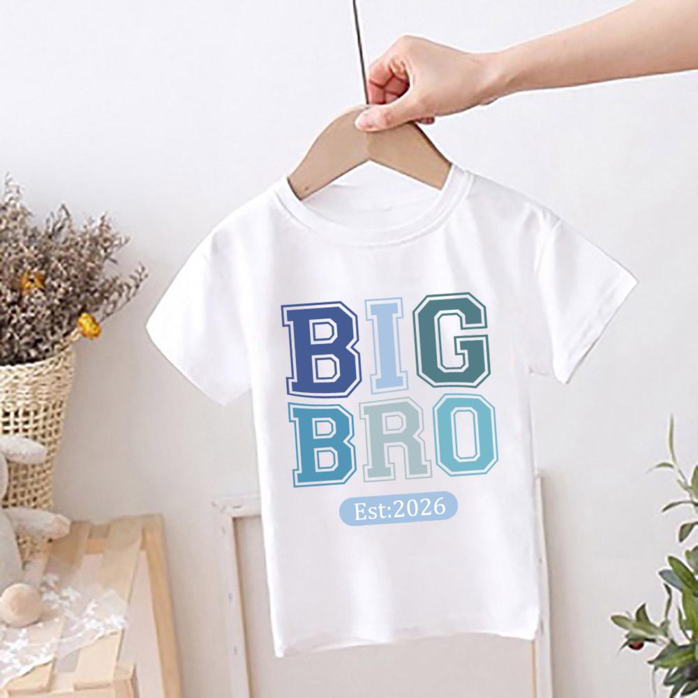 Big Brother Est 2026 Print Kids Shirts New Baby Announcement Clothes Big Brother T-shirt Baby Reveal Party Outfit Child Tee Tops