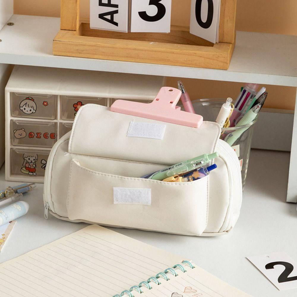 Large Capacity Pencil Case with Cross Rope Oxford Fabric Pencil Pouch Kawaii Pencil Bag Student