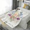 Watercolor Floral Heart Bouquet Throw Blanket, Happy Mother's Day Gift for Mom, Soft Flannel Present for Mother from Daughter