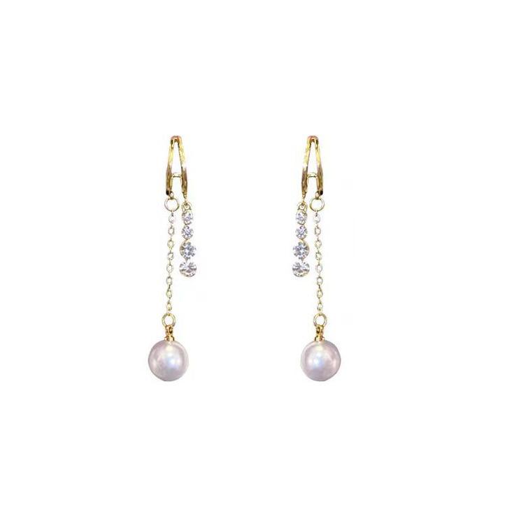 Elegant Long Tassel Pearl Earrings with 925 Sterling Silver for Women