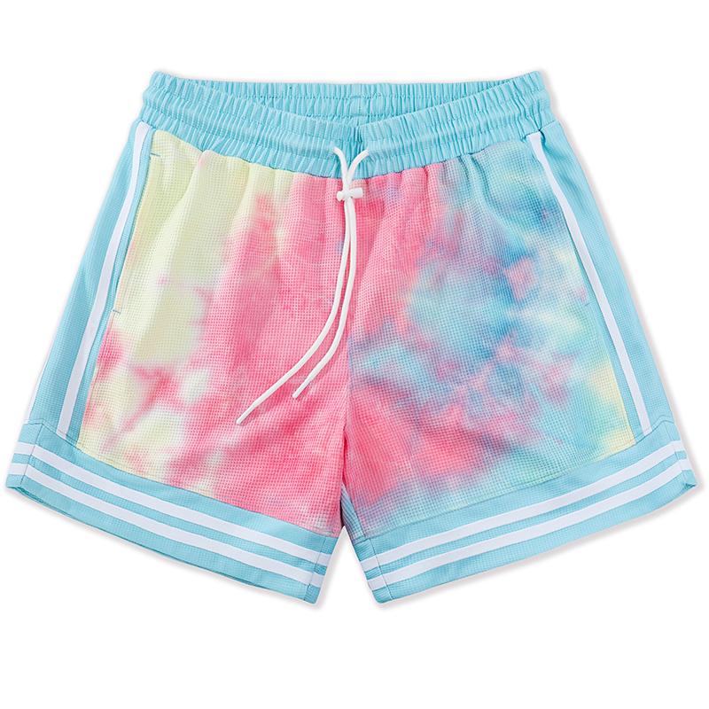 

Мужские шорты для бега в стиле тай-дай с красочным гавайским принтом, пляжные брюки с карманами, повседневные спортивные шорты, тренировочная одежда XL розовый