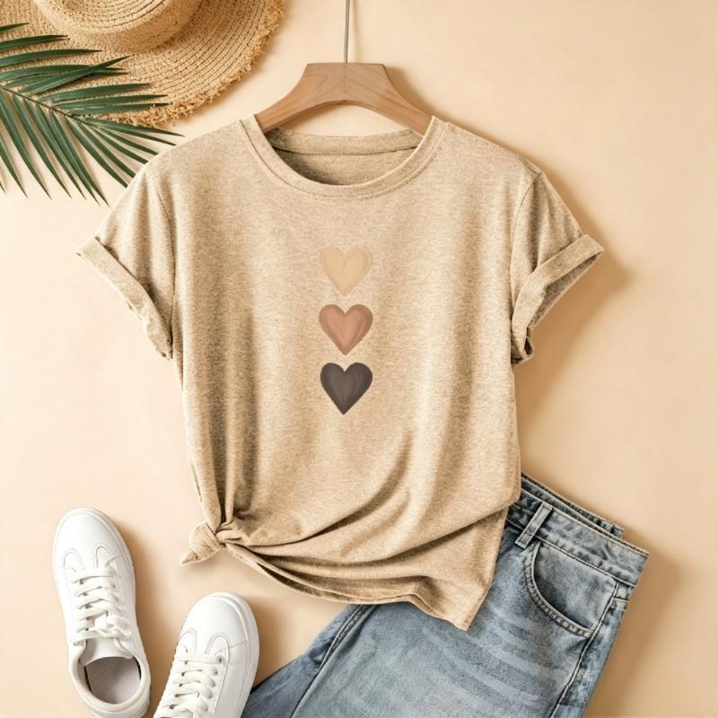 Harajuku Hearts Unisexs Tee Minimalist Graphic Casual Everyday Top Y2k Top Unisex Clothing Shirts For Unisex Graphic T Shirts