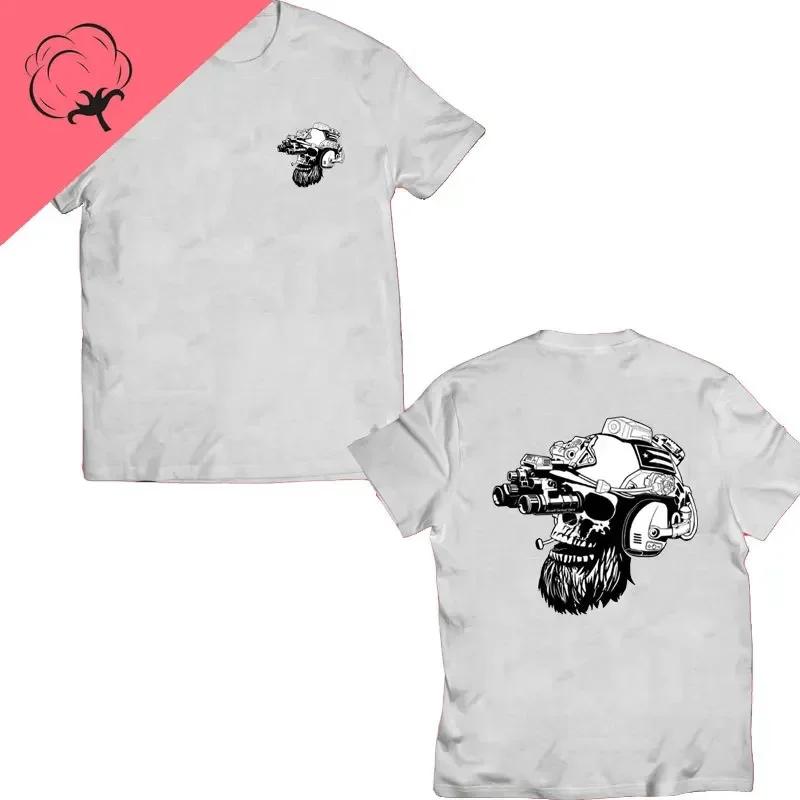 Προς Βαλχάλλα 100% Βαμβακερά Μπλουζάκια Κοντομάνικο Μπλουζάκι με Στρογγυλή Λαιμόκοψη Αμερικανός Μουσάτος Πολεμιστής Τακτική Νεκροκεφαλή Unisex Casual Ανδρικό T-Shirt