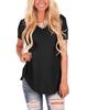 2023 Summer V-Neck Solid Plus Size Loose Short Sleeve Women's T-shirt