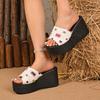 Plus Size 36-43 Casual Denim Strappy Sandals for Women 2025 Spring New Arrival Wedge Sandals