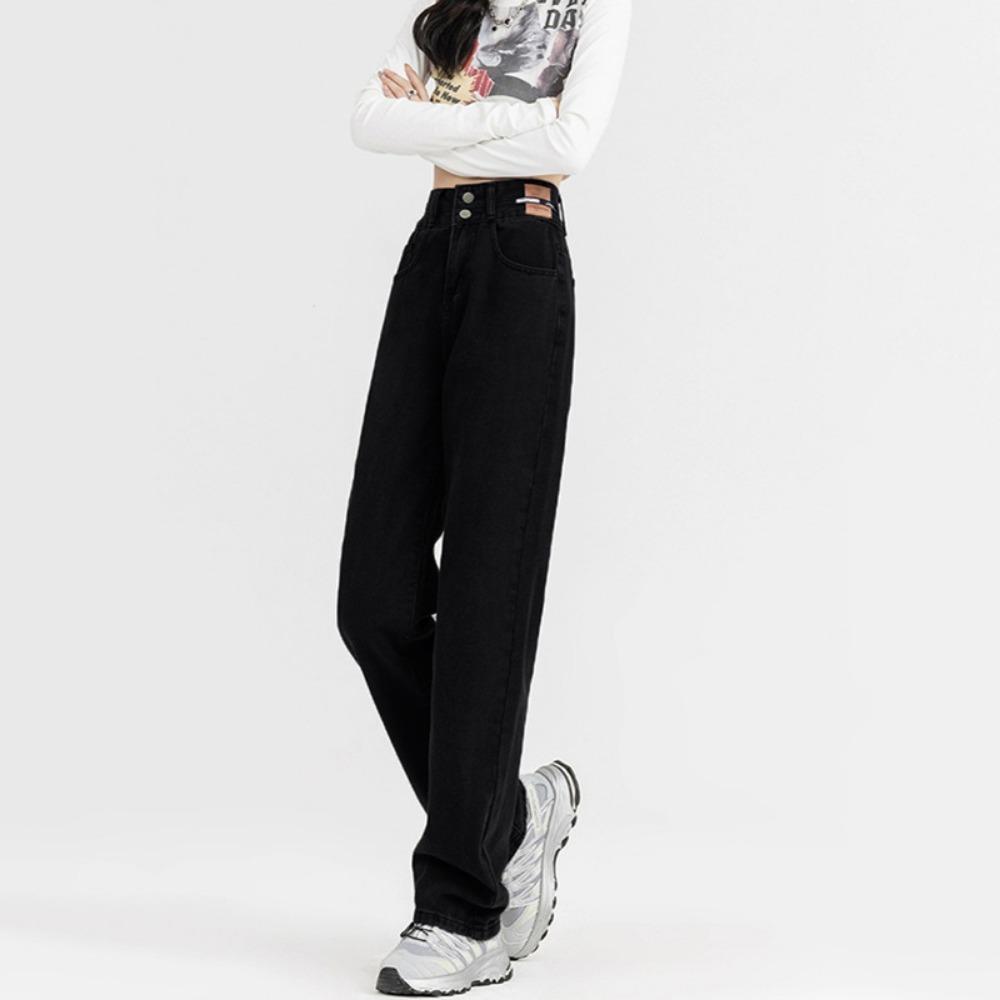 High Waist Wide Leg Jeans Women's Autumn New Small High Street American Retro Versatile Straight Mopping Pants