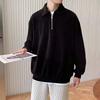 Spring and Autumn New Half Zipper Sweater Men's American Retro Loose Casual Design Niche Top Solid Color Pullover