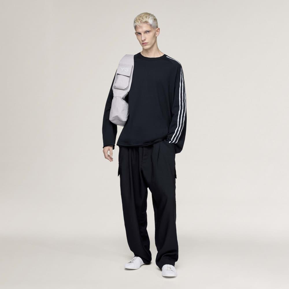 Y-3 SS26 Frayed Three Stripe Long Sleeve T-Shirt Unisex Tops KQ9795
