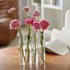 4/6/8PCS Creative Simple Hinged Flower Vase Hydroponics Plant Pot Clear Glass Test Tube Hanging Flower Holder for Home Decoratio