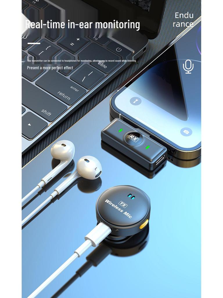 Wireless Lavalier Microphone with Long Battery, Noise Reduction, Digital Display, and Magnetic Charging Case for Live Streaming.
