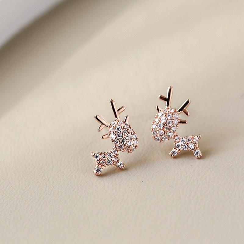 Women Christmas Crystal Elk Stud Earrings Fashion Jewelry Gift Christmas Ornaments