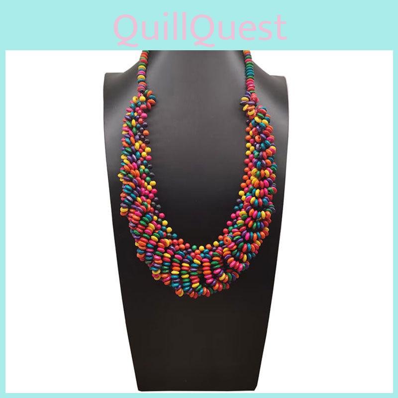 Creative Colored Wooden Bead Woven Necklace Neck Accessories For Daily Wear
